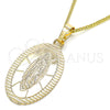 Oro Laminado Pendant Necklace, Gold Filled Style Guadalupe Design, Polished, Golden Finish, 04.106.0050.1.20 (02 MM Thickness, 20 Inches Length)