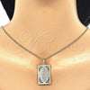 Oro Laminado Pendant Necklace, Gold Filled Style Guadalupe Design, Polished, Tricolor, 04.106.0055.20 (02 MM Thickness, 20 Inches Length)