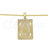 Oro Laminado Pendant Necklace, Gold Filled Style Guadalupe Design, Polished, Golden Finish, 04.106.0055.1.20 (02 MM Thickness, 20 Inches Length)