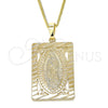 Oro Laminado Pendant Necklace, Gold Filled Style Guadalupe Design, Polished, Golden Finish, 04.106.0055.1.20 (02 MM Thickness, 20 Inches Length)