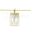 Oro Laminado Pendant Necklace, Gold Filled Style Divino NiÃ±o Design, Polished, Tricolor, 04.106.0056.20 (02 MM Thickness, 20 Inches Length)