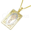Oro Laminado Pendant Necklace, Gold Filled Style Divino NiÃ±o Design, Polished, Tricolor, 04.106.0056.20 (02 MM Thickness, 20 Inches Length)