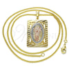 Oro Laminado Pendant Necklace, Gold Filled Style Divino NiÃ±o Design, Polished, Tricolor, 04.106.0056.20 (02 MM Thickness, 20 Inches Length)