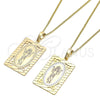 Oro Laminado Pendant Necklace, Gold Filled Style Divino NiÃ±o Design, Polished, Tricolor, 04.106.0056.20 (02 MM Thickness, 20 Inches Length)