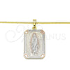 Oro Laminado Pendant Necklace, Gold Filled Style Guadalupe Design, Polished, Tricolor, 04.106.0057.20 (02 MM Thickness, 20 Inches Length)