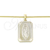 Oro Laminado Pendant Necklace, Gold Filled Style Guadalupe Design, Polished, Golden Finish, 04.106.0057.1.20 (02 MM Thickness, 20 Inches Length)