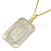Oro Laminado Pendant Necklace, Gold Filled Style Guadalupe Design, Polished, Golden Finish, 04.106.0057.1.20 (02 MM Thickness, 20 Inches Length)