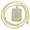 Oro Laminado Pendant Necklace, Gold Filled Style Guadalupe Design, Polished, Golden Finish, 04.106.0057.1.20 (02 MM Thickness, 20 Inches Length)