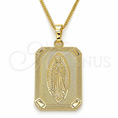 Oro Laminado Pendant Necklace, Gold Filled Style Guadalupe Design, Polished, Golden Finish, 04.106.0057.1.20 (02 MM Thickness, 20 Inches Length)