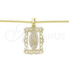 Oro Laminado Pendant Necklace, Gold Filled Style Guadalupe Design, Polished, Golden Finish, 04.106.0058.1.20 (02 MM Thickness, 20 Inches Length)