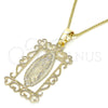 Oro Laminado Pendant Necklace, Gold Filled Style Guadalupe Design, Polished, Golden Finish, 04.106.0058.1.20 (02 MM Thickness, 20 Inches Length)