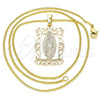 Oro Laminado Pendant Necklace, Gold Filled Style Guadalupe Design, Polished, Golden Finish, 04.106.0058.1.20 (02 MM Thickness, 20 Inches Length)