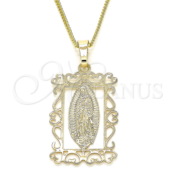 Gold Filled Necklace — Pendant Necklace Guadalupe Design Polished 04. 02 MM — main product view — SKU 126719 | Oro Laminado collar — Pendant Necklace Guadalupe diseño pulido 04. 02 MM — SKU 126719