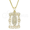 Oro Laminado Pendant Necklace, Gold Filled Style Guadalupe Design, Polished, Golden Finish, 04.106.0058.1.20 (02 MM Thickness, 20 Inches Length)