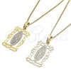 Oro Laminado Pendant Necklace, Gold Filled Style Guadalupe Design, Polished, Golden Finish, 04.106.0058.1.20 (02 MM Thickness, 20 Inches Length)