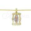 Oro Laminado Pendant Necklace, Gold Filled Style Divino NiÃ±o Design, Polished, Tricolor, 04.106.0059.20 (02 MM Thickness, 20 Inches Length)