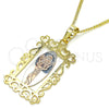 Oro Laminado Pendant Necklace, Gold Filled Style Divino NiÃ±o Design, Polished, Tricolor, 04.106.0059.20 (02 MM Thickness, 20 Inches Length)
