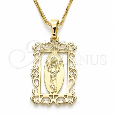 Oro Laminado Pendant Necklace, Gold Filled Style Divino NiÃ±o Design, Polished, Golden Finish, 04.106.0059.1.20 (02 MM Thickness, 20 Inches Length)