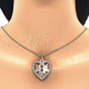 Oro Laminado Pendant Necklace, Gold Filled Style Heart and Bird Design, Polished, Tricolor, 04.106.0060.20 (02 MM Thickness, 20 Inches Length)
