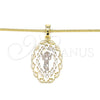 Oro Laminado Pendant Necklace, Gold Filled Style Divino NiÃ±o Design, Polished, Tricolor, 04.106.0053.20 (02 MM Thickness, 20 Inches Length)