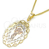 Oro Laminado Pendant Necklace, Gold Filled Style Divino NiÃ±o Design, Polished, Tricolor, 04.106.0053.20 (02 MM Thickness, 20 Inches Length)