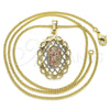 Oro Laminado Pendant Necklace, Gold Filled Style Divino NiÃ±o Design, Polished, Tricolor, 04.106.0053.20 (02 MM Thickness, 20 Inches Length)