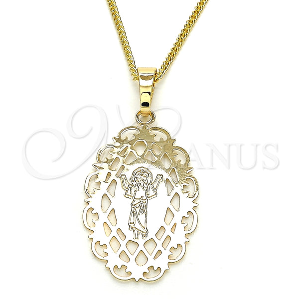 Oro Laminado Pendant Necklace, Gold Filled Style Divino NiÃ±o Design, Polished, Golden Finish, 04.106.0053.1.20 (02 MM Thickness, 20 Inches Length)