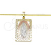 Oro Laminado Pendant Necklace, Gold Filled Style Guadalupe Design, Polished, Tricolor, 04.106.0054.20 (02 MM Thickness, 20 Inches Length)