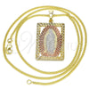 Oro Laminado Pendant Necklace, Gold Filled Style Guadalupe Design, Polished, Tricolor, 04.106.0054.20 (02 MM Thickness, 20 Inches Length)