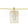Oro Laminado Pendant Necklace, Gold Filled Style Guadalupe Design, Polished, Golden Finish, 04.106.0054.1.20 (02 MM Thickness, 20 Inches Length)