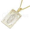 Oro Laminado Pendant Necklace, Gold Filled Style Guadalupe Design, Polished, Golden Finish, 04.106.0054.1.20 (02 MM Thickness, 20 Inches Length)