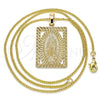 Oro Laminado Pendant Necklace, Gold Filled Style Guadalupe Design, Polished, Golden Finish, 04.106.0054.1.20 (02 MM Thickness, 20 Inches Length)