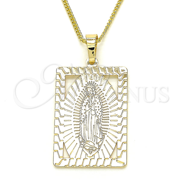 Gold Filled Necklace — Pendant Necklace Guadalupe Design Polished 04. 02 MM — main product view — SKU 126736 | Oro Laminado collar — Pendant Necklace Guadalupe diseño pulido 04. 02 MM — SKU 126736