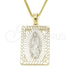 Oro Laminado Pendant Necklace, Gold Filled Style Guadalupe Design, Polished, Golden Finish, 04.106.0054.1.20 (02 MM Thickness, 20 Inches Length)