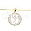 Oro Laminado Pendant Necklace, Gold Filled Style Divino NiÃ±o Design, Polished, Tricolor, 04.106.0063.20 (02 MM Thickness, 20 Inches Length)