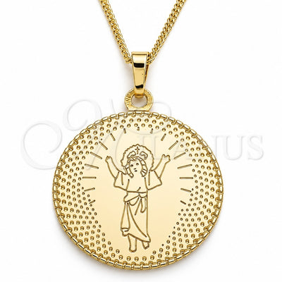 Oro Laminado Pendant Necklace, Gold Filled Style Divino NiÃ±o Design, Polished, Tricolor, 04.106.0063.20 (02 MM Thickness, 20 Inches Length)
