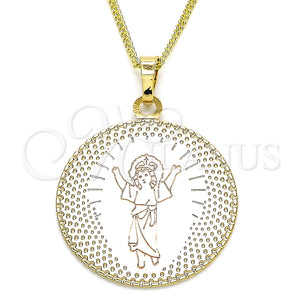 Gold Filled Necklace — Pendant Necklace Divino NiÃ±o Design Polished Tricolor 04. — main product view — SKU 126737 | Oro Laminado collar — Pendant Necklace Divino NiÃ±o diseño pulido Tricolor 04. — SKU 126737