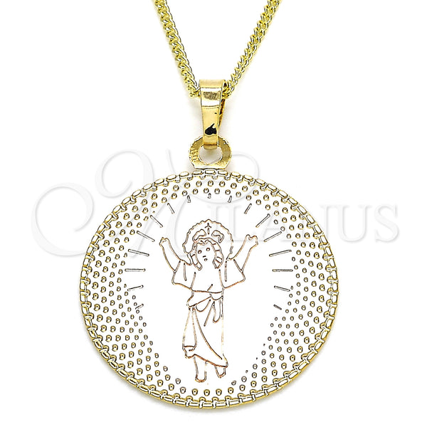 Gold Filled Necklace — Pendant Necklace Divino NiÃ±o Design Polished Tricolor 04. — main product view — SKU 126737 | Oro Laminado collar — Pendant Necklace Divino NiÃ±o diseño pulido Tricolor 04. — SKU 126737