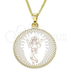 Oro Laminado Pendant Necklace, Gold Filled Style Divino NiÃ±o Design, Polished, Tricolor, 04.106.0063.20 (02 MM Thickness, 20 Inches Length)