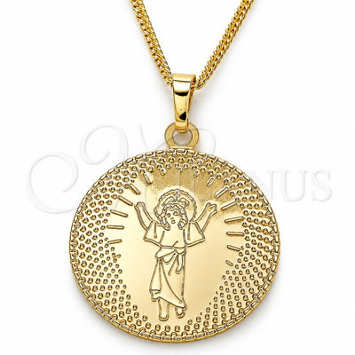 Oro Laminado Pendant Necklace, Gold Filled Style Divino NiÃ±o Design, Polished, Golden Finish, 04.106.0063.1.20 (02 MM Thickness, 20 Inches Length)
