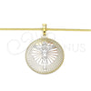 Oro Laminado Pendant Necklace, Gold Filled Style Crucifix Design, Polished, Tricolor, 04.106.0064.20 (02 MM Thickness, 20 Inches Length)