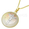 Oro Laminado Pendant Necklace, Gold Filled Style Crucifix Design, Polished, Tricolor, 04.106.0064.20 (02 MM Thickness, 20 Inches Length)