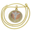 Oro Laminado Pendant Necklace, Gold Filled Style Crucifix Design, Polished, Tricolor, 04.106.0064.20 (02 MM Thickness, 20 Inches Length)