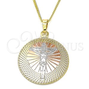 Gold Filled Necklace — Pendant Necklace Crucifix Design Polished Tricolor 04. 02 — main product view — SKU 126739 | Oro Laminado collar — Pendant Necklace Crucifix diseño pulido Tricolor 04. 02 — SKU 126739