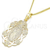 Oro Laminado Pendant Necklace, Gold Filled Style Guadalupe Design, Polished, Golden Finish, 04.106.0065.1.20 (02 MM Thickness, 20 Inches Length)