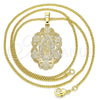 Oro Laminado Pendant Necklace, Gold Filled Style Guadalupe Design, Polished, Golden Finish, 04.106.0065.1.20 (02 MM Thickness, 20 Inches Length)
