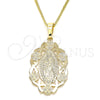 Oro Laminado Pendant Necklace, Gold Filled Style Guadalupe Design, Polished, Golden Finish, 04.106.0065.1.20 (02 MM Thickness, 20 Inches Length)