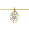 Oro Laminado Pendant Necklace, Gold Filled Style Guadalupe Design, Polished, Tricolor, 04.106.0045.20 (02 MM Thickness, 20 Inches Length)