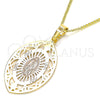 Oro Laminado Pendant Necklace, Gold Filled Style Guadalupe Design, Polished, Tricolor, 04.106.0045.20 (02 MM Thickness, 20 Inches Length)