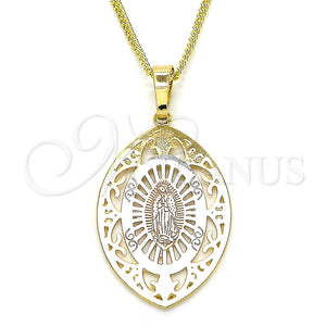 Gold Filled Necklace — Pendant Necklace Guadalupe Design Polished Tricolor 04. 02 — main product view — SKU 126743 | Oro Laminado collar — Pendant Necklace Guadalupe diseño pulido Tricolor 04. 02 — SKU 126743